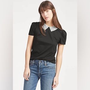 Polo Ralph Lauren Lace-Collar Puff-Sleeve Top NWT Size small